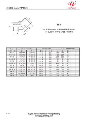 O Ring Face Seal Koud 45 Ekipman Inyon yo
